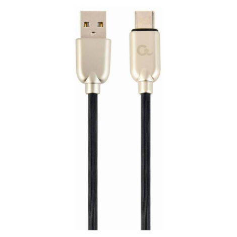 Kábel CABLEXPERT USB 2.0 AM na Type-C kábel (AM/CM), 2m, pogumovaný, čierny, blister, PREMIUM QU