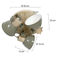 Stropné bodové svetlá Gearwood 3pl. okrúhle zelená