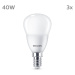 Philips LED žiarovka E14 4,9W 470m 2700K matná 3ks