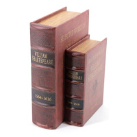 Estila Dizajnové kožené knihy Shakespeare v červenom obale s vintage povrchovým prevedením 27cm
