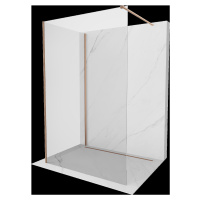 Mexen Kioto, 2-stenová sprchová zástena Walk-In 130 x 120 cm, 8mm číre sklo, medený matný profil