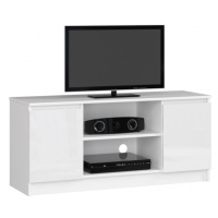 Stolík pod TV RTV 120 2D 1P biely, lesk