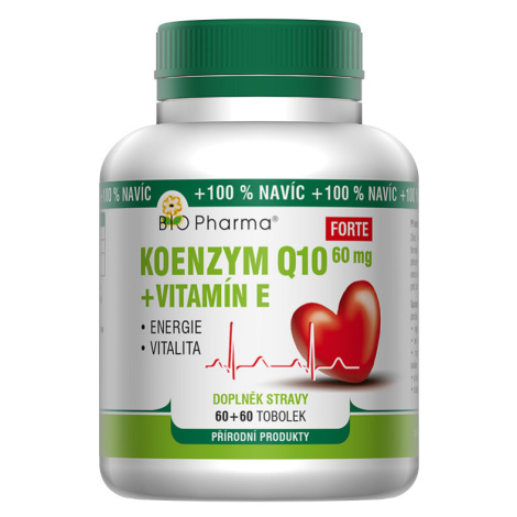 BIO PHARMA Koenzým Q10 Forte 60 mg + Vitamín E 60+60 kapsúl
