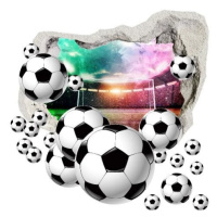 domtextilu.sk Nálepka na stenu 3D futbalové lopty s pozadím štadióna 100 x 100 cm