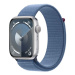 APPLE WATCH SERIES 9 GPS 45MM SILVER ALUMINIUM CASE WITH WINTER BLUE SPORT LOOP, MR9F3QC/A