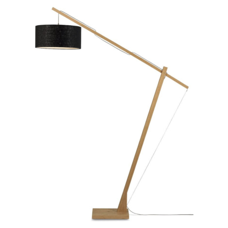 Stojacia lampa s čiernym tienidlom a konštrukciou z bambusu Good&Mojo Montblanc