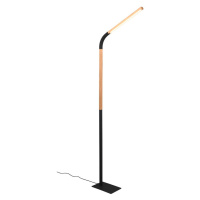 LED stojacia lampa v čiernej a prírodnej farbe s dreveným tienidlom (výška 169,5 cm) Norris – Tr