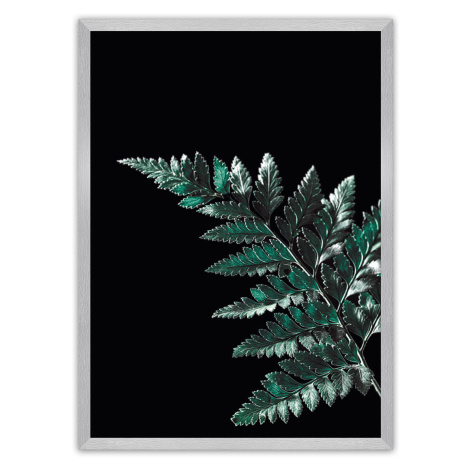Dekoria Plagát Dark Leaf, 40 x 50 cm, Ramka: Srebrna