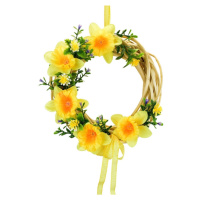 Jarný prútený veniec Narcis, 20 cm​