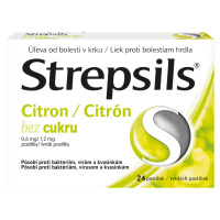 STREPSILS pastilky bez cukru citrón 24 pastiliek