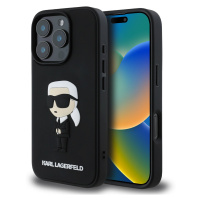 Karl Lagerfeld 3D Rubber Kryt pre iPhone 16 Pro Max, Čierny