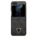 Guess 4G PU Leather Triangle Zadný Kryt pre Samsung Galaxy Z Flip 5 Black