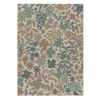 Béžovo-zelený vonkajší koberec Universal Floral, 130 x 190 cm