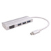 PremiumCord Adaptér USB 3.1 Type-C male na VGA female + 3x USB 3.0 strieborný