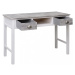 Písací stôl s 2 zásuvkami masívne drevo Dekorhome Biela / sivá,Písací stôl s 2 zásuvkami masívne