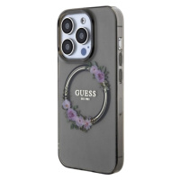 Guess PC/TPU Flowers Ring Glossy Logo MagSafe Apple iPhone 15 Pro Max GUHMP15XHFWFCK Black