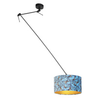 Závesná lampa s velúrovými odtieňmi motýľov so zlatom 35 cm - Blitz I čierna
