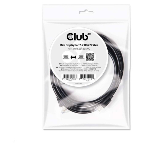 Club3D Mini DisplayPort kábel 1.2 4K60Hz UHD HBR2 (M/M), 2 m