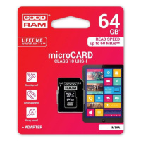 Pamäťová karta 64 GB microSDHC GOODRAM Class 10 UHS I + adapter