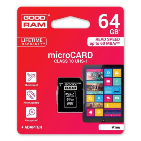 Pamäťová karta 64 GB microSDHC GOODRAM Class 10 UHS I + adapter