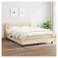 vidaXL Posteľný rám boxspring s matracom krémový 140x200 cm látka