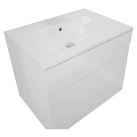Expedo Kúpeľňová skrinka pod umývadlo LARTO + umývadlo, biela/biely lesk