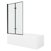 MEXEN/S - Cubik obdĺžniková vaňa 170 x 70 cm s panelom + vaňová zástena 100 cm, čierna vzor 5503