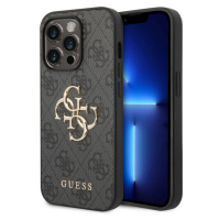 Guess PU 4G Metal Logo Zadný Kryt pre iPhone 15 Pro Max Grey