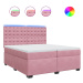 vidaXL Posteľný rám boxsping s matracom ružový200x200 cm zamat