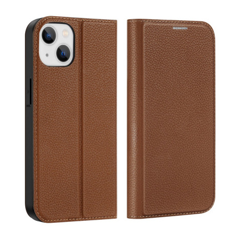 Dux Ducis Skin X2 knižkové kožené puzdro na iPhone 14, hnedé