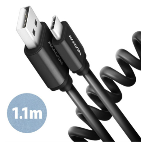 AXAGON BUCM-AM20TB, TWISTER kábel USB-C  USB-A, 1.1m, USB 2.0, 3A, ALU, tpe, čierny