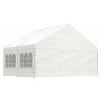 vidaXL Altánok so strechou, biely 4,46x5,88x3,75 m, polyetylén