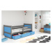 BMS Detská posteľ RICO 1 |  80 x 190 cm FARBA KONŠTRUKCIE: Grafit, DOPLNKOVÁ FARBA: Modrá