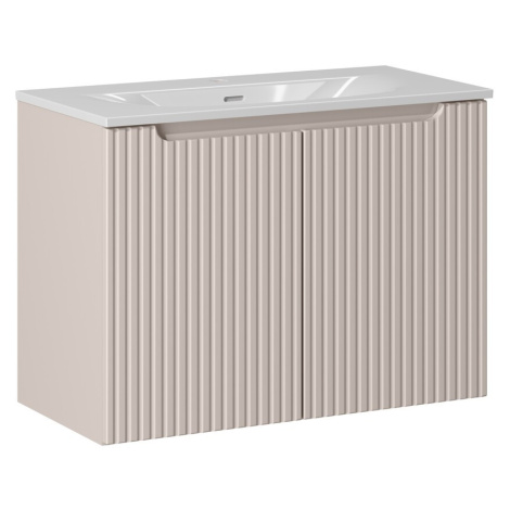 Závěsná skříňka Nova Cashmere Sky3 se zápustným umyvadlem 80 cm kašmírová/bílá Comad