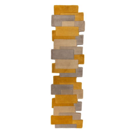 Běhoun Abstract Collage Ochre/Natural - 60x230 cm Flair Rugs koberce