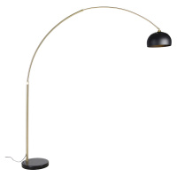 Moderná oblúková lampa mosadz s mramorovou základňou a čiernym tienidlom 32,5 cm - XXL