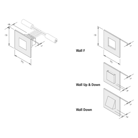 LED nástenné svietidlo Wall F, čierne, 7,5 x 7,5 cm, plech HERA