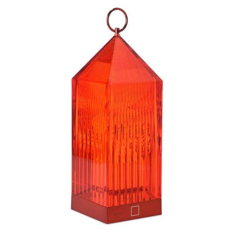 Kartell LED dobíjacia stolová lampa Lantern, červená, recyklovaná, IP54