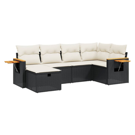 vidaXL 6-dielna záhradná súprava pohoviek s vankúšmi čierna polyratan