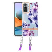 Silikónové puzdro na Xiaomi Redmi Note 10 Pro/Note 10 Pro Max Flower TPU (so šnúrkou) fialové