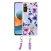 Silikónové puzdro na Xiaomi Redmi Note 10 Pro/Note 10 Pro Max Flower TPU (so šnúrkou) fialové