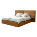 Okrovožltá čalúnená dvojlôžková posteľ s úložným priestorom s roštom 160x200 cm Blandine – Boboc
