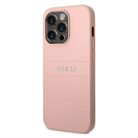 Plastové puzdro Guess na Apple iPhone 14 Pro Max GUHCP14XPSASBPI PU Leather Saffiano ružové