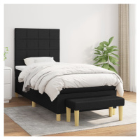 vidaXL Posteľný rám boxspring s matracom čierny 90x190 cm látka