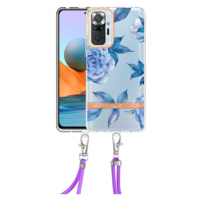 Silikónové puzdro na Xiaomi Redmi Note 10 Pro/Note 10 Pro Max Flower 2 TPU (so šnúrkou) modré