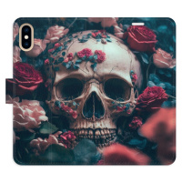 Flipové puzdro iSaprio - Skull in Roses 02 - iPhone X/XS