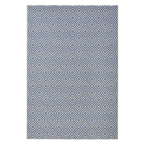 Modrý vonkajší koberec NORTHRUGS Karo, 140 x 200 cm