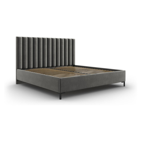 Sivá čalúnená dvojlôžková posteľ s úložným priestorom s roštom 200x200 cm Casey – Mazzini Beds Mazzini Sofas