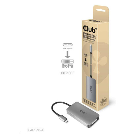 Aktívny USB adaptér Club3D 3.2 Dvojlinkové prepojenie DVI-D typu C 4K30Hz pre Apple Cinema Displ