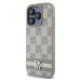 DKNY PU Leather Checkered Pattern and Stripe Zadný Kryt pre iPhone 15 Pro Beige